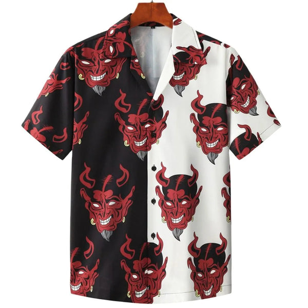 2022 Devil Horror 3d Hawaiian Shirt Man Loose Male Clothes Breathable Men's Shirts Summer Short Sleeve Shirt Top Men's Clothing GatoGeek 