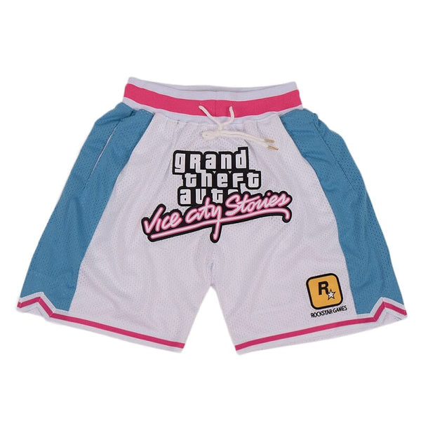 Basketball Shorts GTA VICE CITY Sewing Embroidery Outdoor Sport Beach Pants Shorts High-Quality Mesh Ventilation 2023 New White 0 GatoGeek picture S 