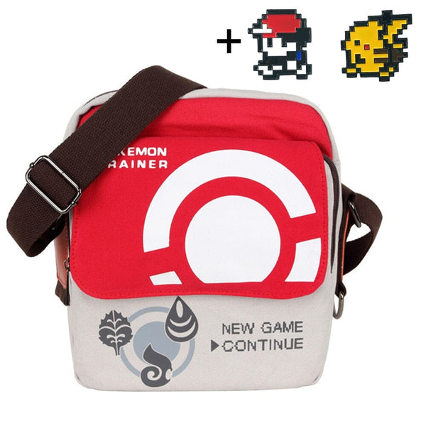 Bolsa de Ombro Pokemon Trainer + Pin Pixel Art Bolsas e Mochilas GatoGeek 