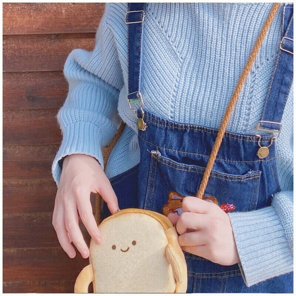 Creative Bread Toast Plush Shoulder Bag Girls Coin Purse Card Holder Female Casual Cute Cartoon Handbags Storage Crossbody Tote 0 GatoGeek 