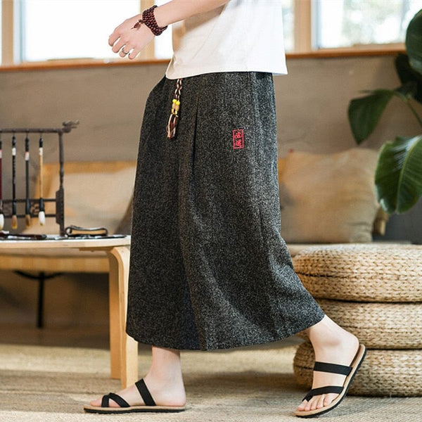 Japanese Kimono Traditional Shorts Men Asian Clothing Bath Pant Casual Loose Mens Japan Style Yukata Linen Wide Leg Trousers 0 GatoGeek 