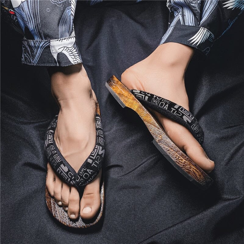 Man Slipper 2022 New Japanese Herringbone Slippers Wooden Clogs Geta Flip Flops Anti Slip In Summer Cos Shoes 0 GatoGeek 