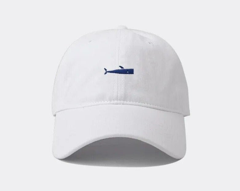 New Casual Men Embroidered Baseball Caps Korean Simple Fish Embroidery Women Hip Hop Cap Summer Breathable Adjustable Sun Hat GatoGeek White 56-60cm 