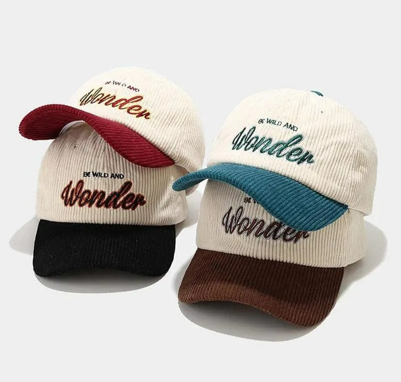 Vintage Letter Embroidered Corduroy Baseball Cap Candy Color Warm Winter Hats For Men Women Fresh Hip Hop Face Caps Bone Gorras GatoGeek 