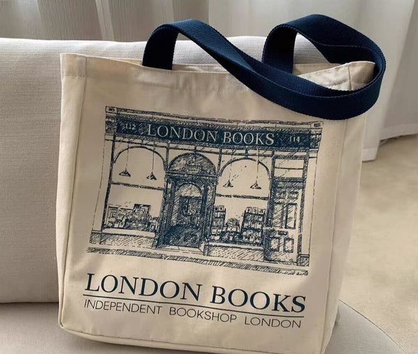 Women Canvas Shoulder Bag London Books Print Ladies Casual Handbag Tote Bag Reusable Large Capacity Cotton Shopping Beach Bag 0 GatoGeek 