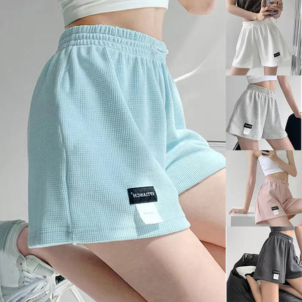 Women's Shorts 2023 Summer High Waisted Sports Shorts Loose Bottoms Female Casual Elastic Waist Hot Pants Solid Color Homewear GatoGeek 