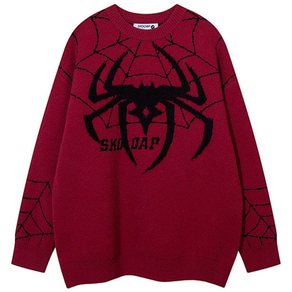 Y2K Spider Sweater Men Punk Goth Knitwear Streetwear Harajuku Hip Hop Oversized Sweaters Pullover Knit Sweater Jumper Tops 2023 0 GatoGeek red S 